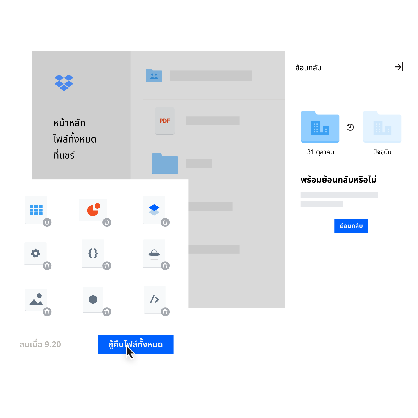 รูปภาพไฟล์ที่มีการซิงค์และสำรองไว้ใน Dropbox