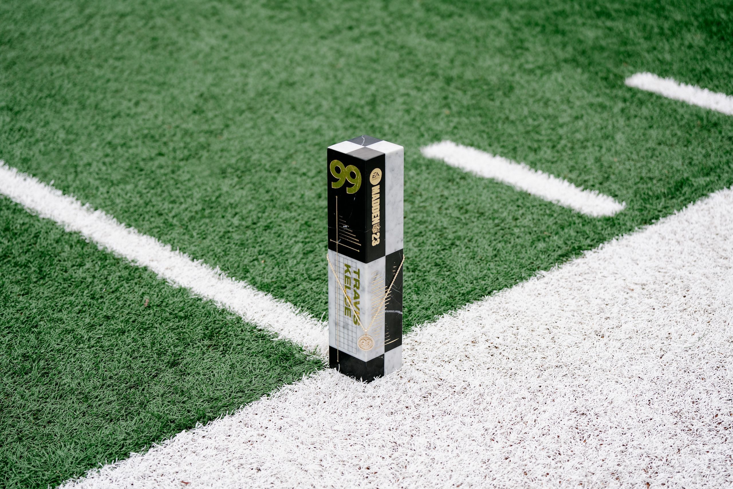 Brian Madden’s work - Madden NFL 23 99 Club Travis Kelce Award on Field - Photo by Mike Folabi