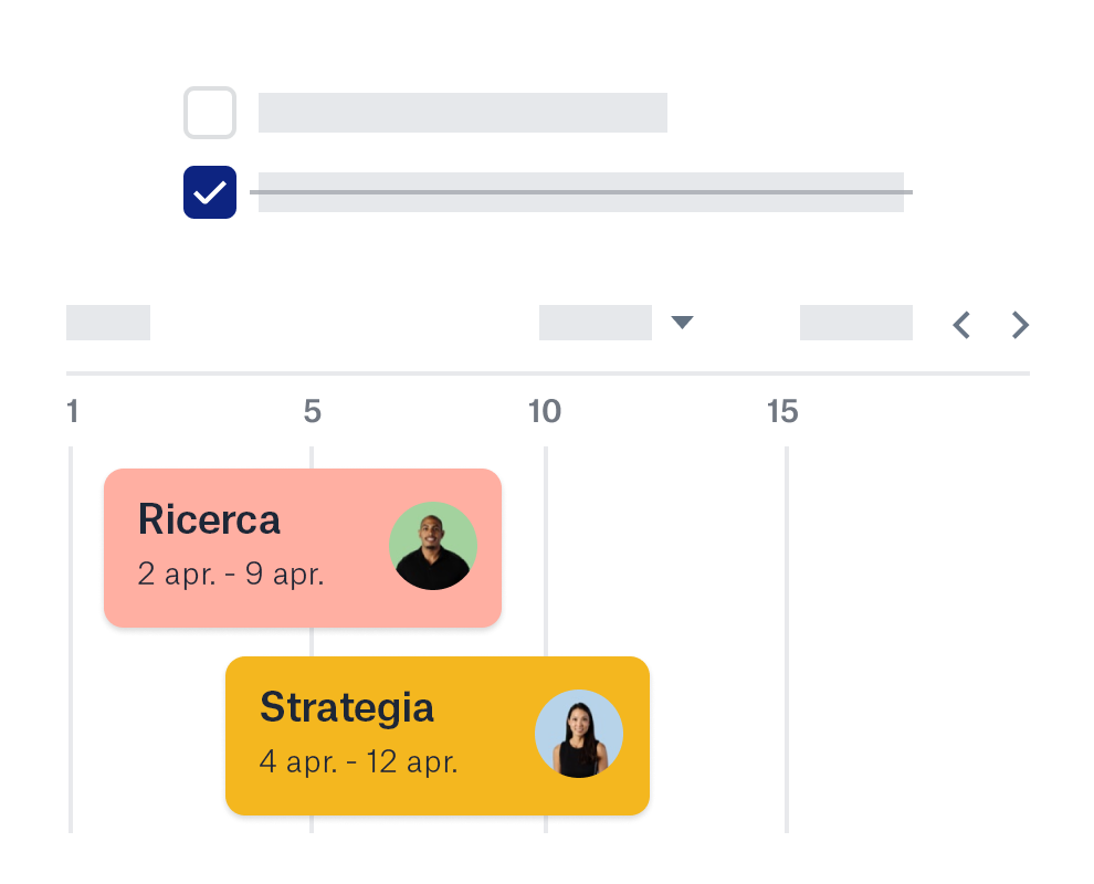 La funzione cronologia con le icone dei collaboratori e le date.