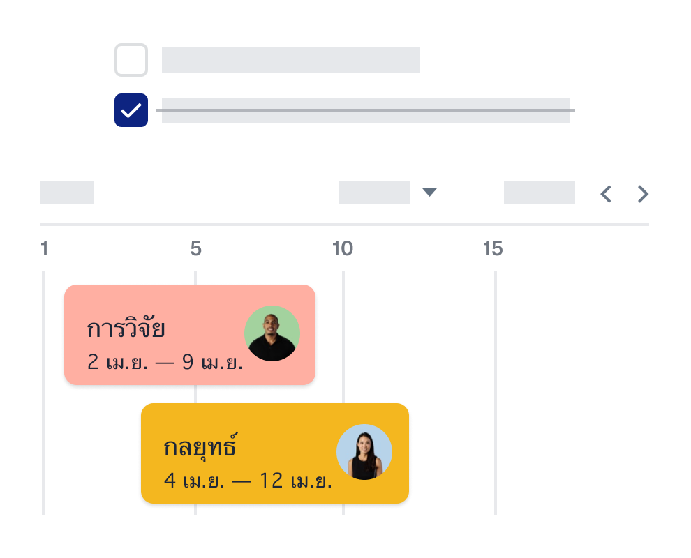 คุณสมบัติไทม์ไลน์ Dropbox พร้อมไอคอนผู้ร่วมมือและวันที่