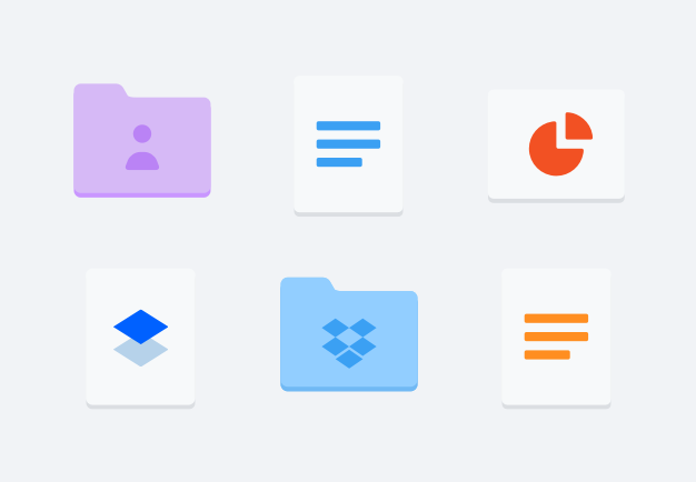 A collection of folders and different types of files.