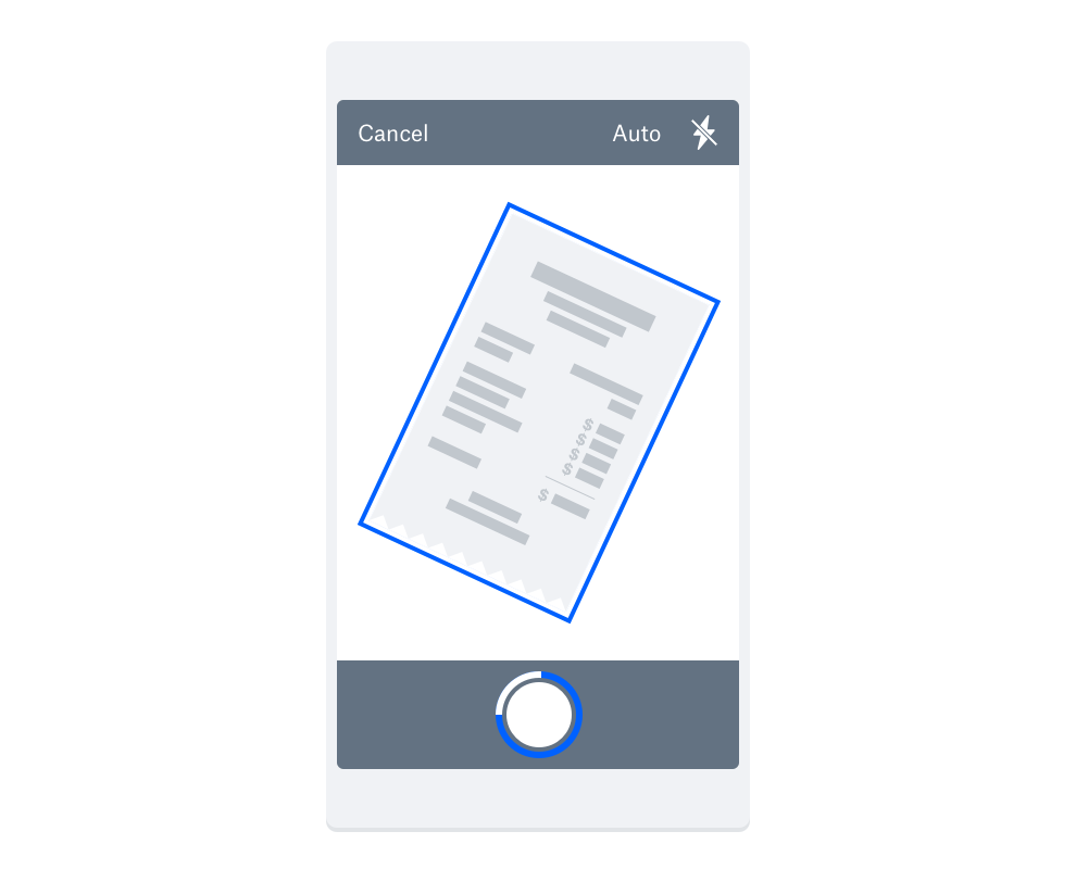 An iPhone digitally scans a document to be saved in Dropbox.
