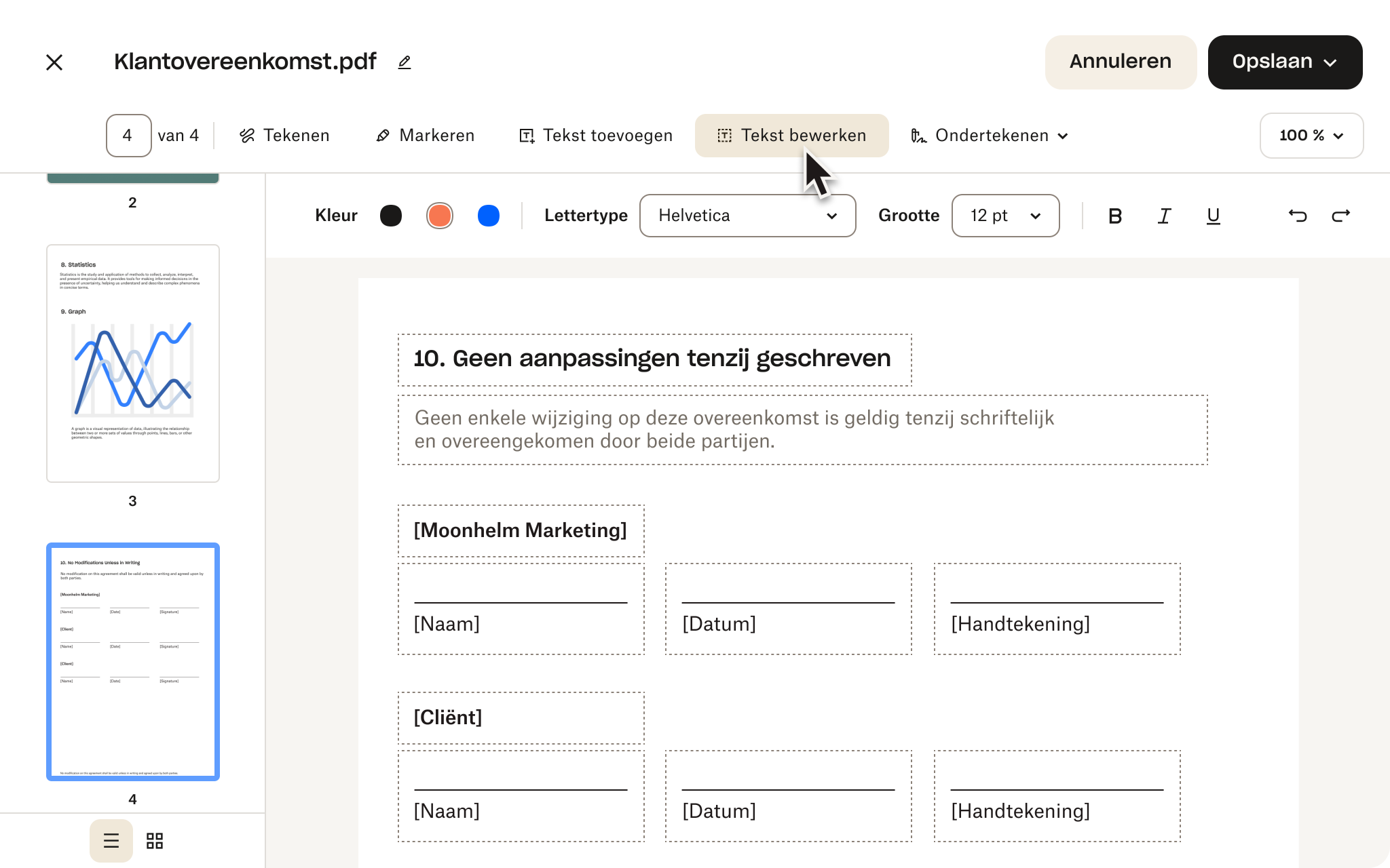 Afbeelding van de Dropbox pdf-editor, die laat zien hoe je pdf's kunt bewerken, tekst kunt toevoegen en kunt ondertekenen.