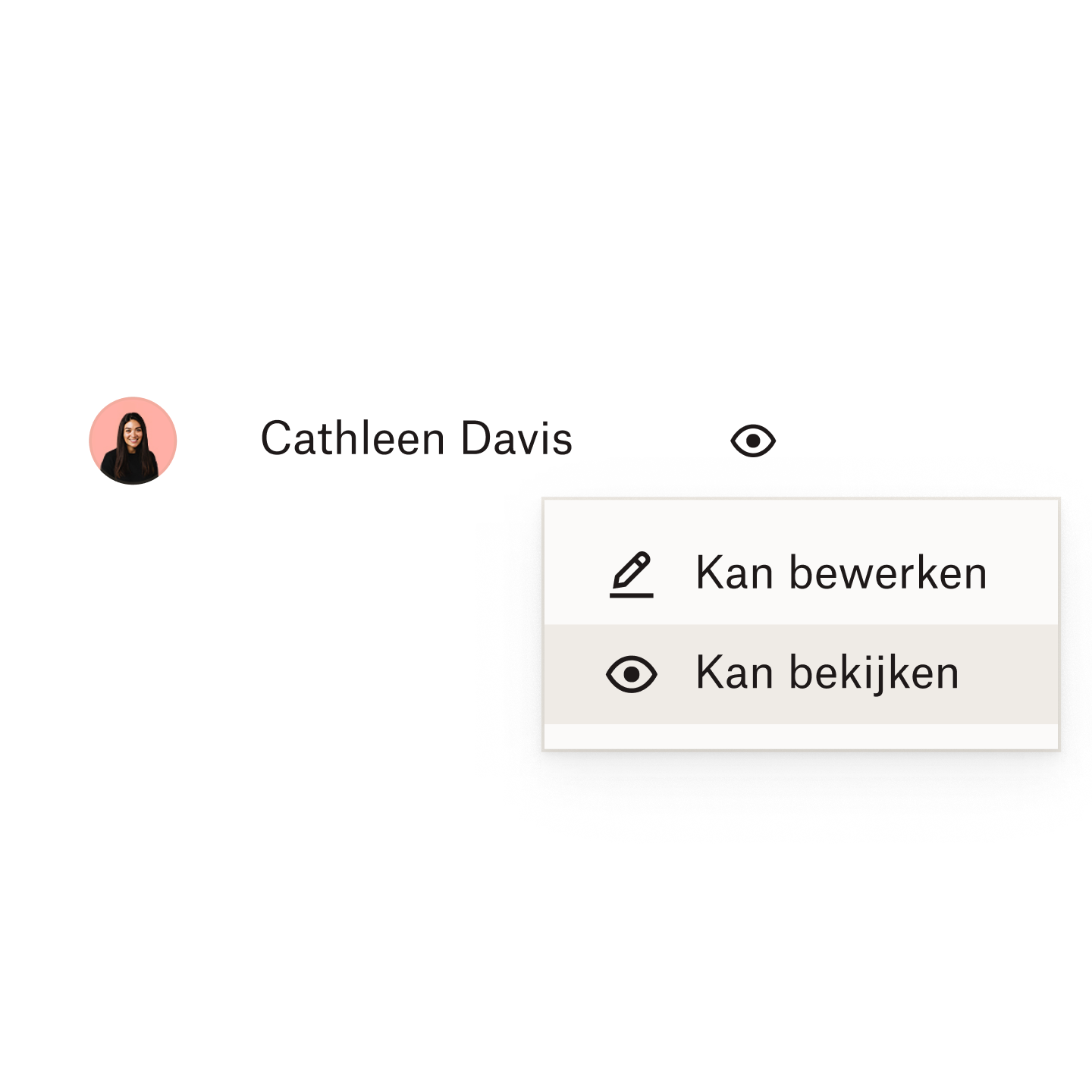 Een gebruiker die de bewerkmachtiging versus weergavemachtiging selecteert