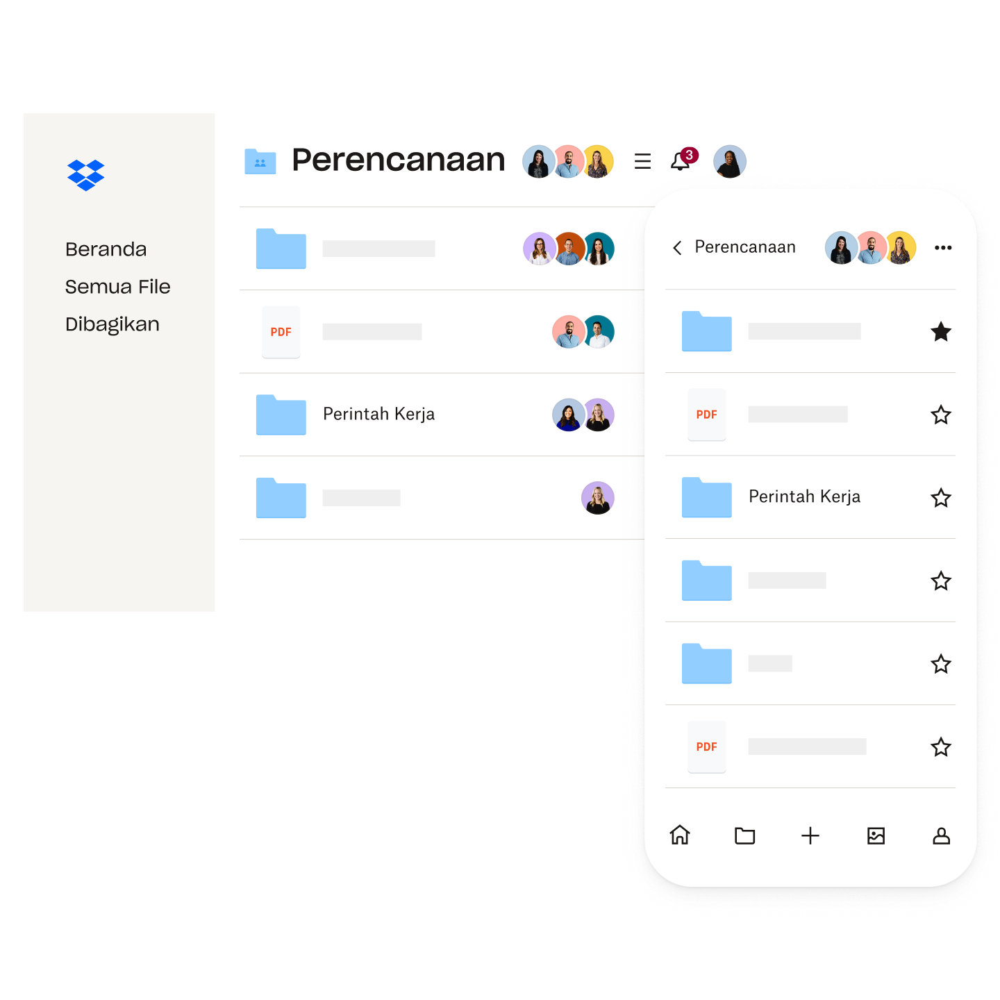 Pengaturan folder Dropbox di desktop dan perangkat mobile