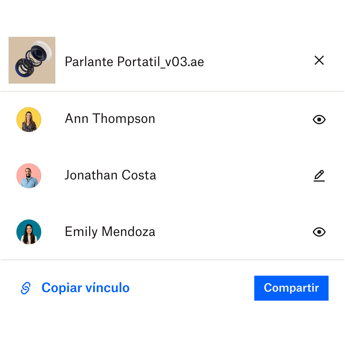 El usuario crea un vínculo a un archivo para compartir online