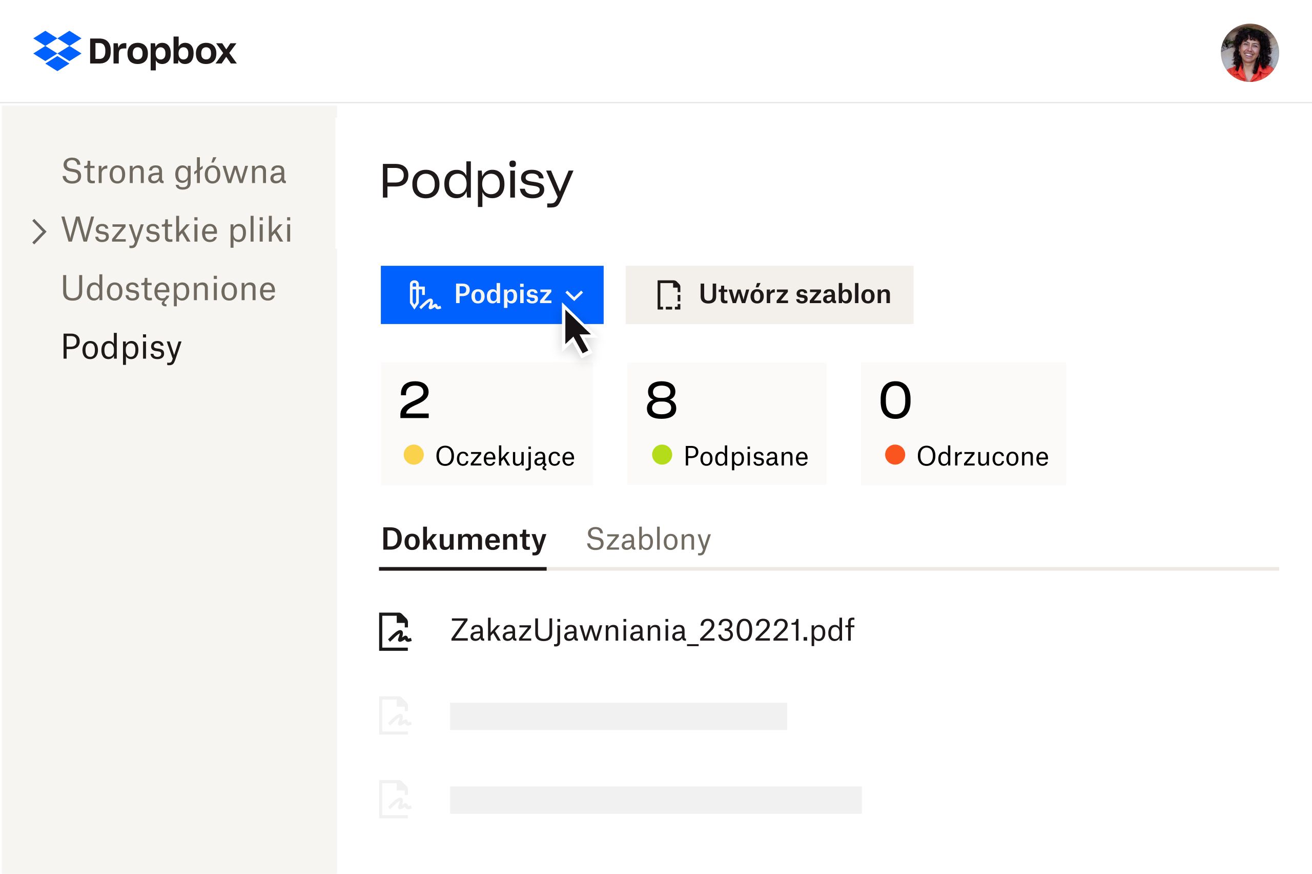 Dropbox Sign — strona podpisów