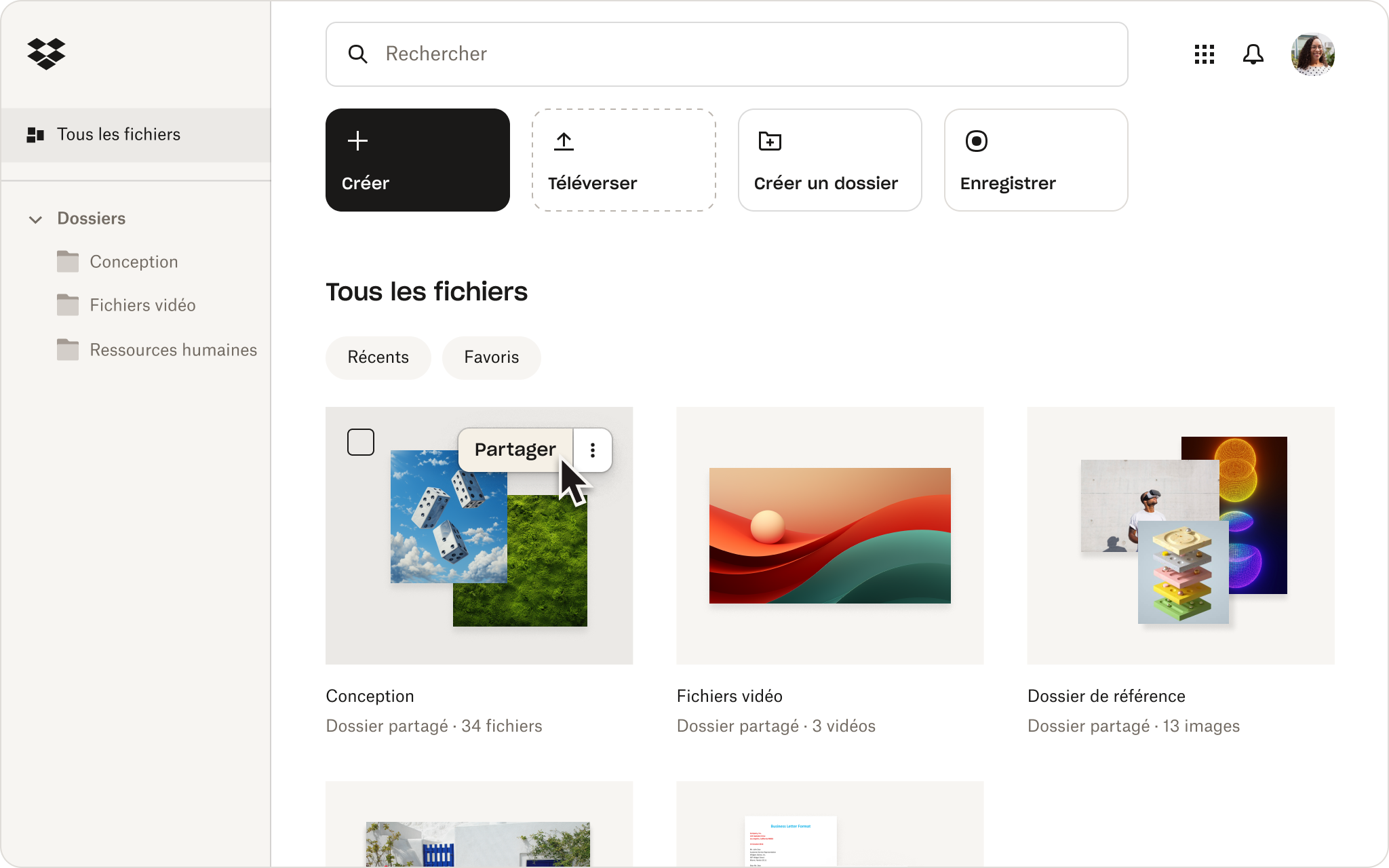 Sélection de « Envoyer et suivre » sur un fichier dans Dropbox