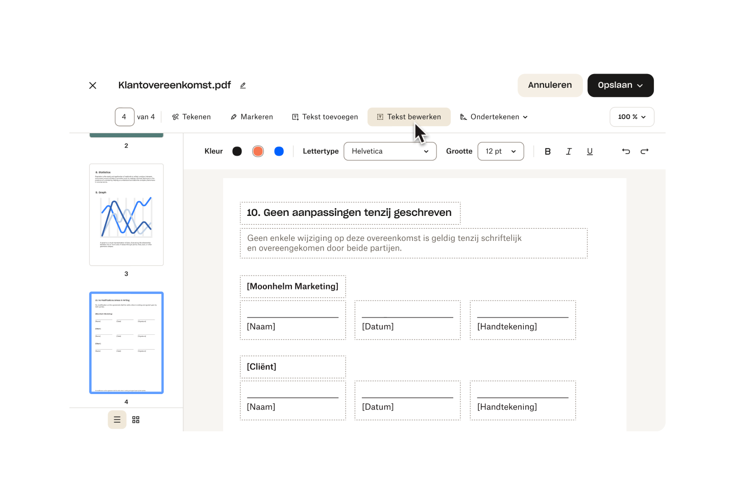 Afbeelding van pdf die wordt bewerkt.