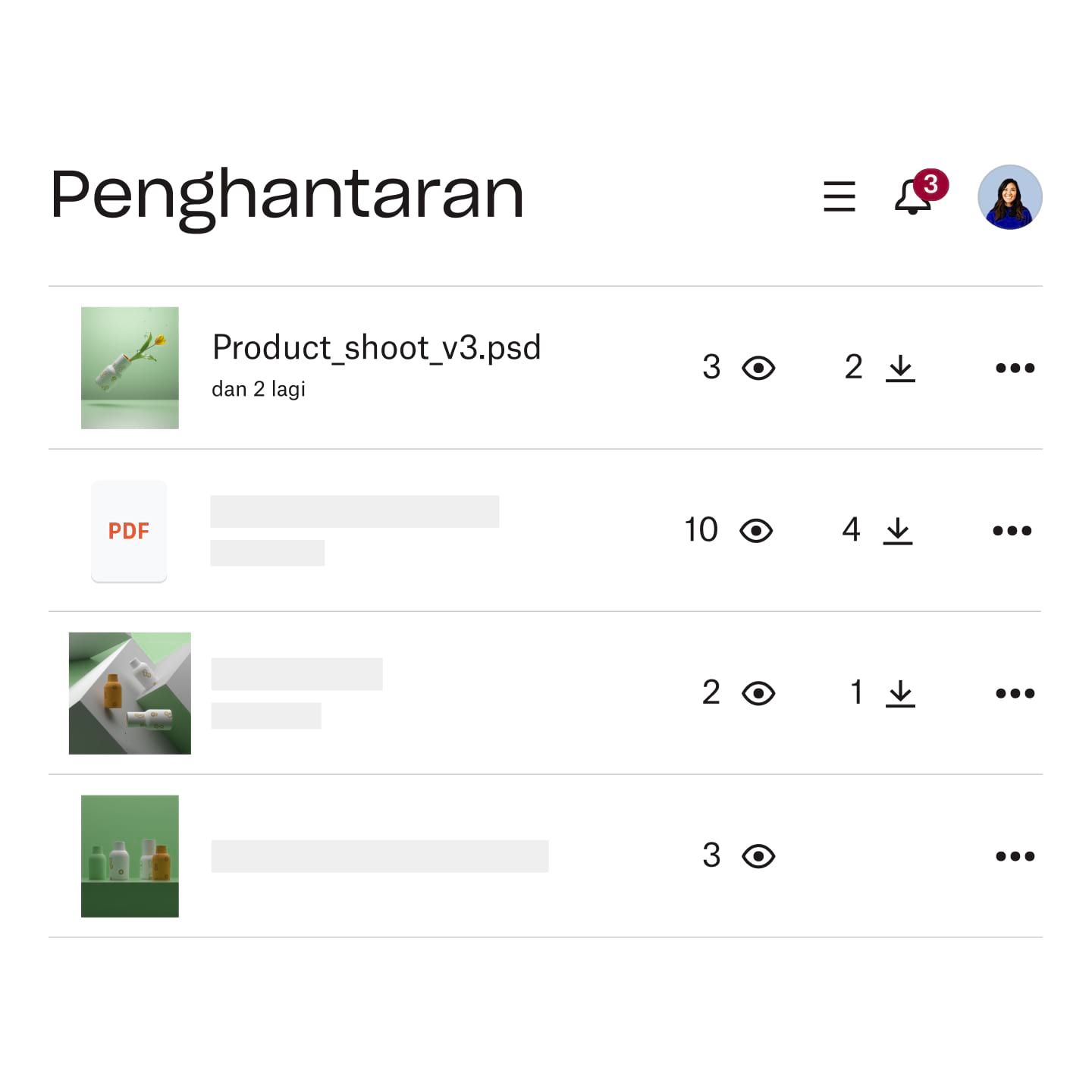 Demonstrasi Dropbox Transfer sedang digunakan untuk menghantar fail video yang telah siap.